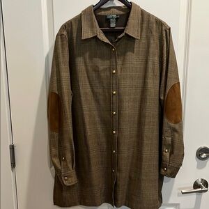 Lauren Ralph Lauren Brown Plaid shirt dress with Tan Accents
